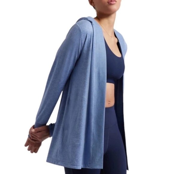 NWT Athleta Women's Blue Wrap Cardigan Quarry Hoodie Pockets Open Size S 2746 - Picture 2 of 14
